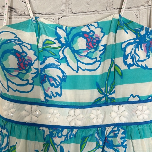 Lilly Pulitzer Shorely Blue Tossing the Line Beaded Silk Blend Langley Dress - Picture 5 of 15